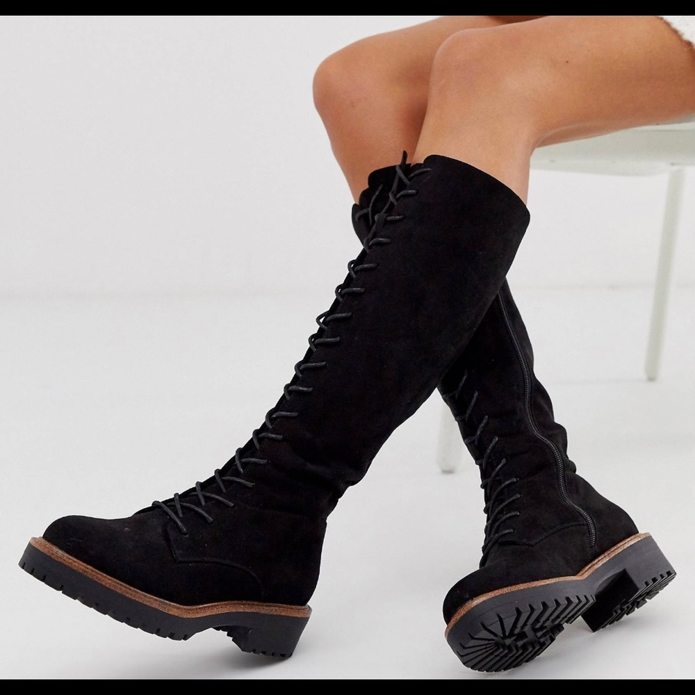 ASOS DESIGN chunky lace up knee boots